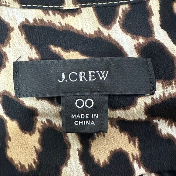 J. Crew Button Down Top Womens 00 Brown Leopard Print 100% Silk Mob Wife Core - Picture 6 of 9